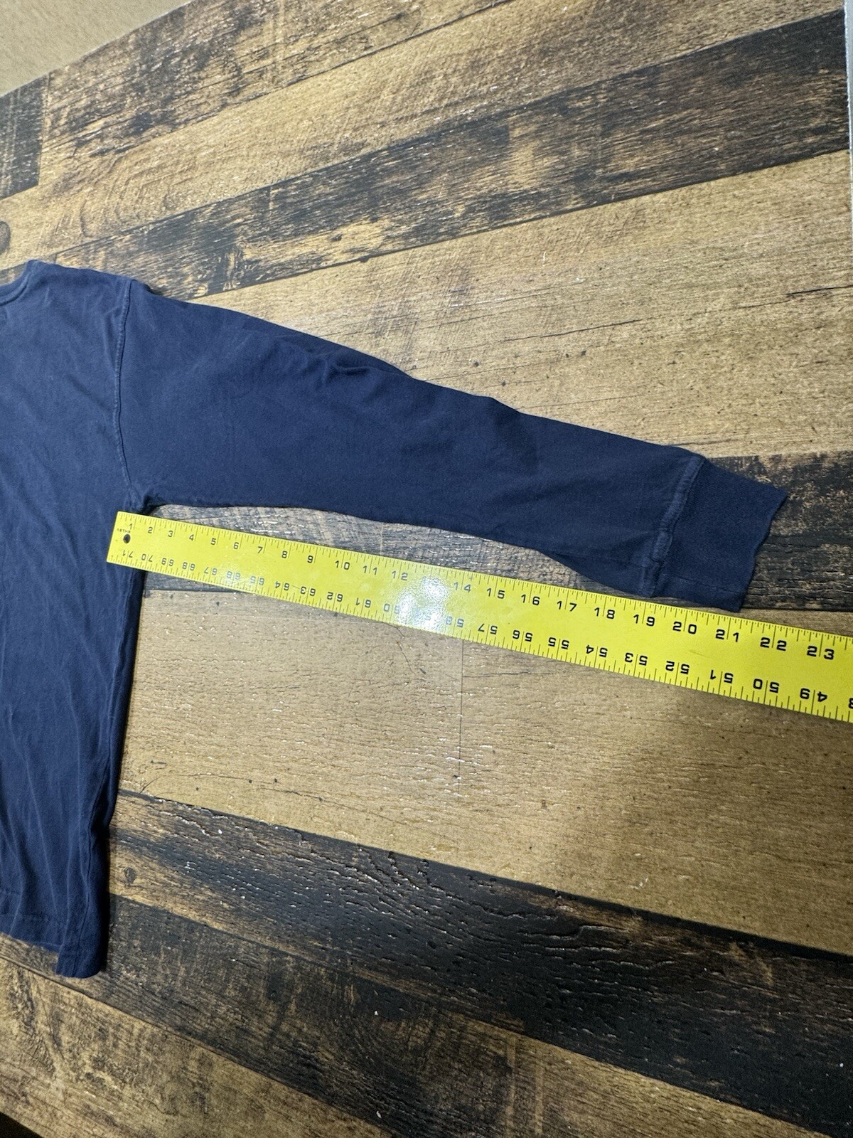 JOHN DEERE Leather Logo Long Sleeve T-Shirt L Henley Button Up 100% Cotton Blue gallery