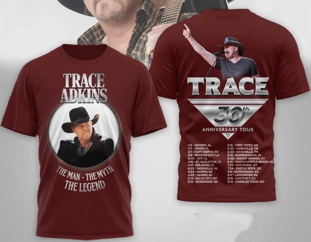 Trace Adkins 30th Anniversary Tour 2026 Polyester T Shirt Size S-5XL