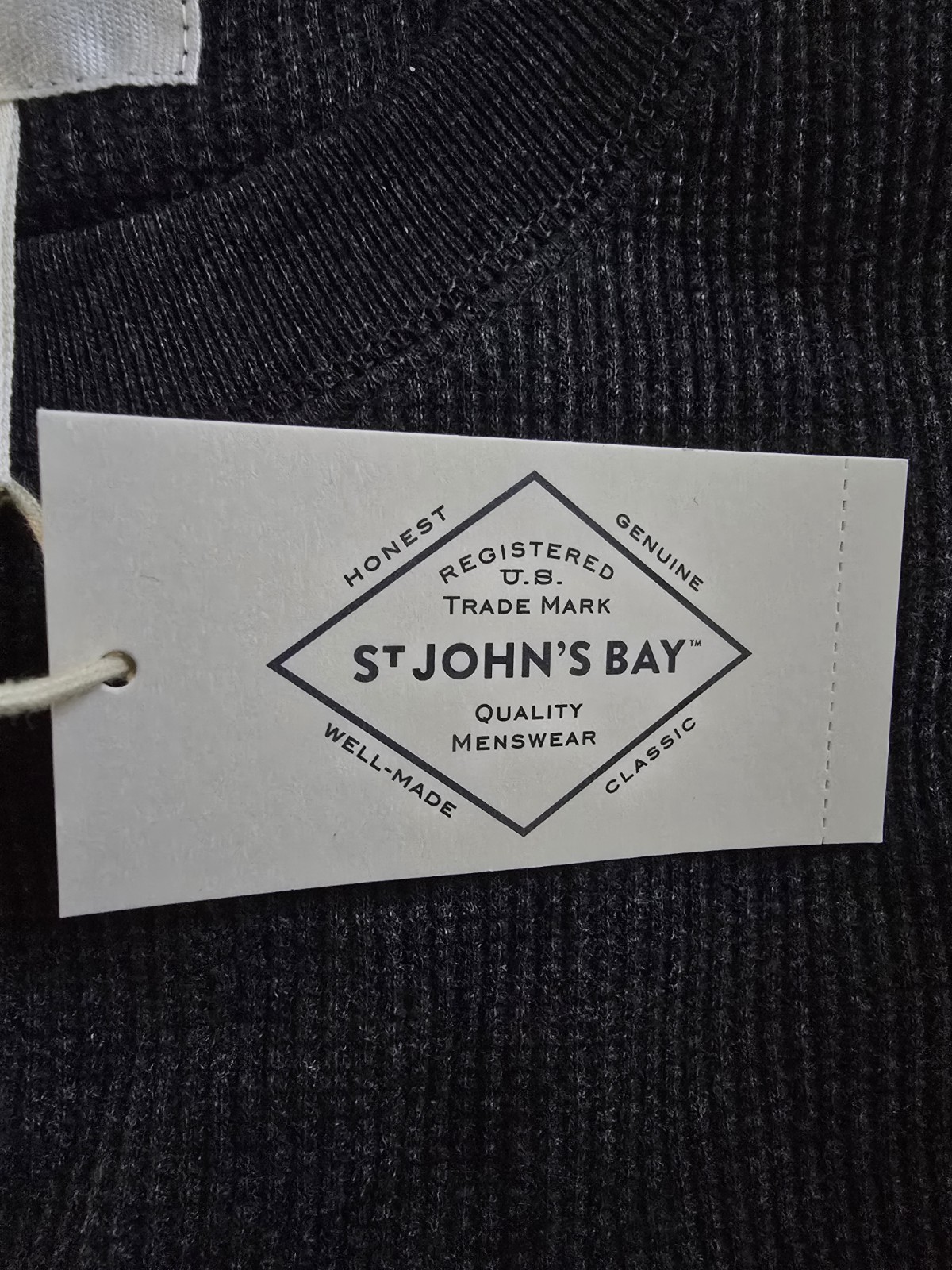 St John's Bay Mens Thermal Crewneck Long Sleeve Dark Gray/Light Gray X Large NWT gallery
