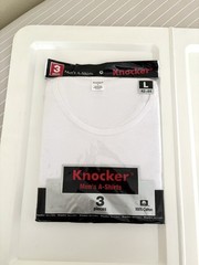Knocker Men’s White A-Shirts Ribbed Sleeveless Tank Top Shirt 3 Pieces Lot Large