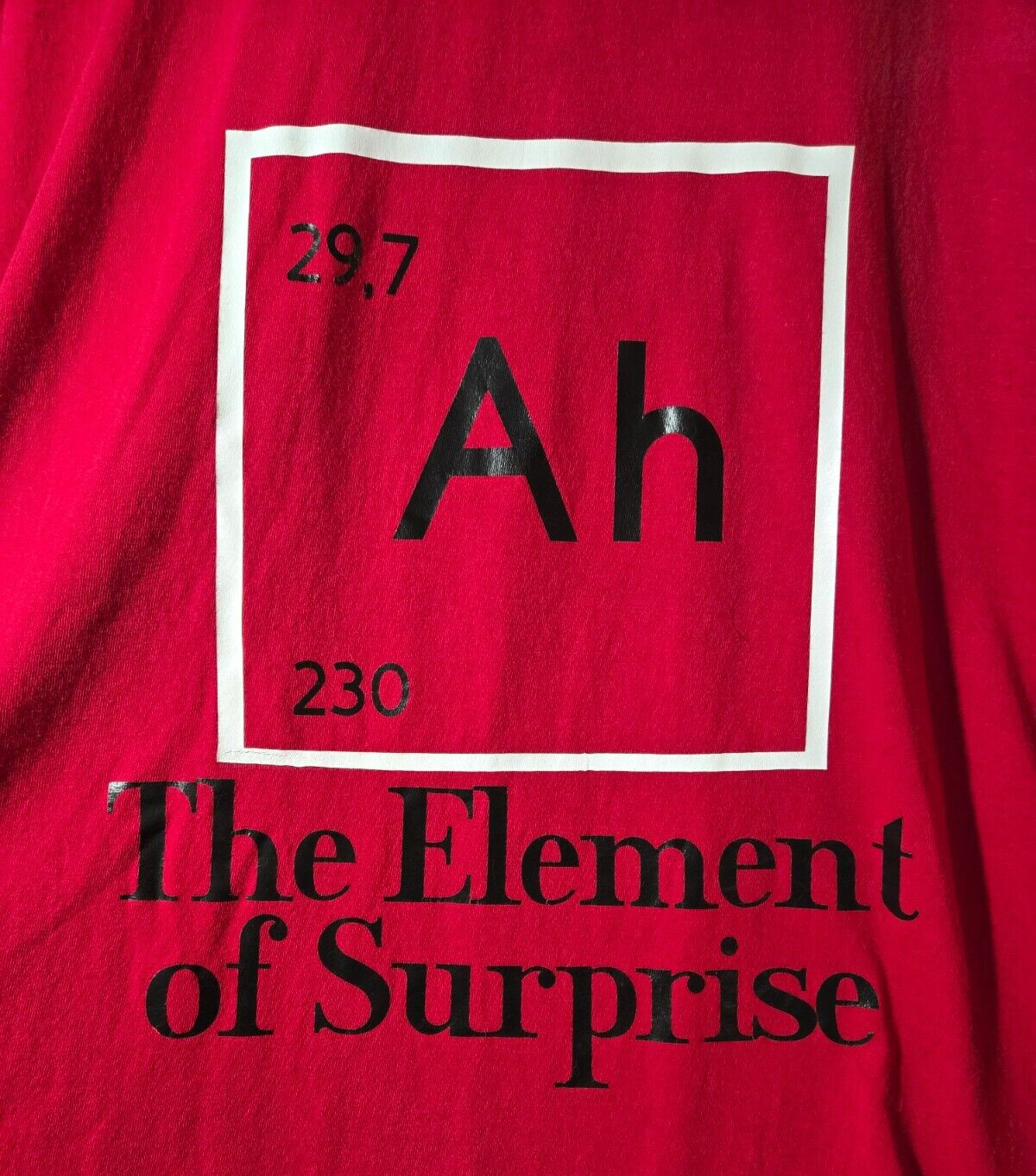 Brisco Apparel Periodic Table "Ah" The Element of Surprise Red Novelty T-Shirt gallery