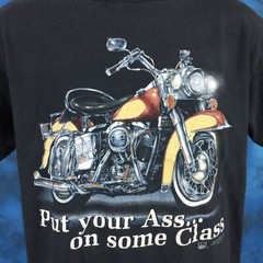 vintage 90s AMERICAN BIKER PUT YOUR A$S ON SOME CLASS MOTORCYCLE T-Shirt LARGE