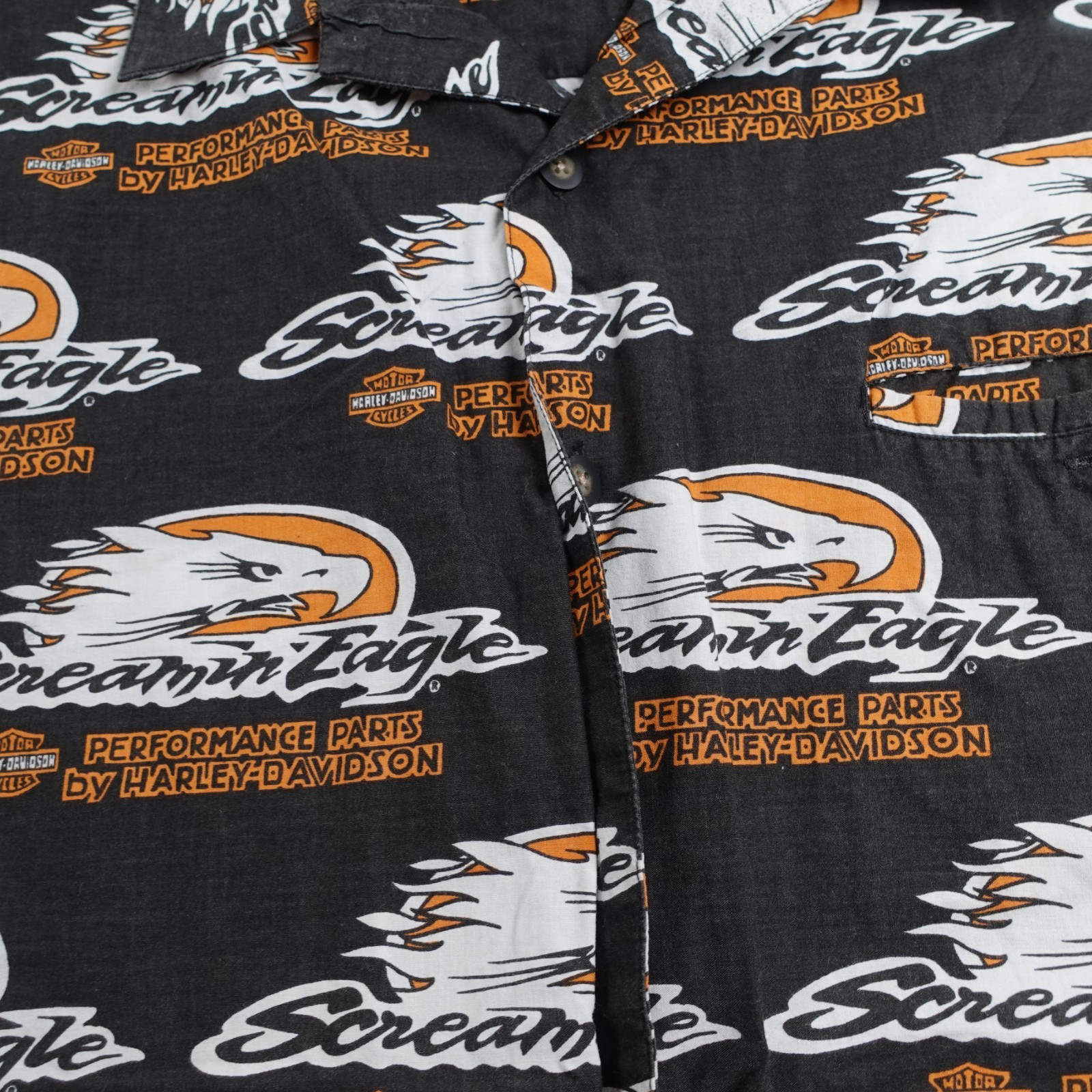 Vintage Harley Davison biker Hawaiian style all over print button up Shirt XXL gallery