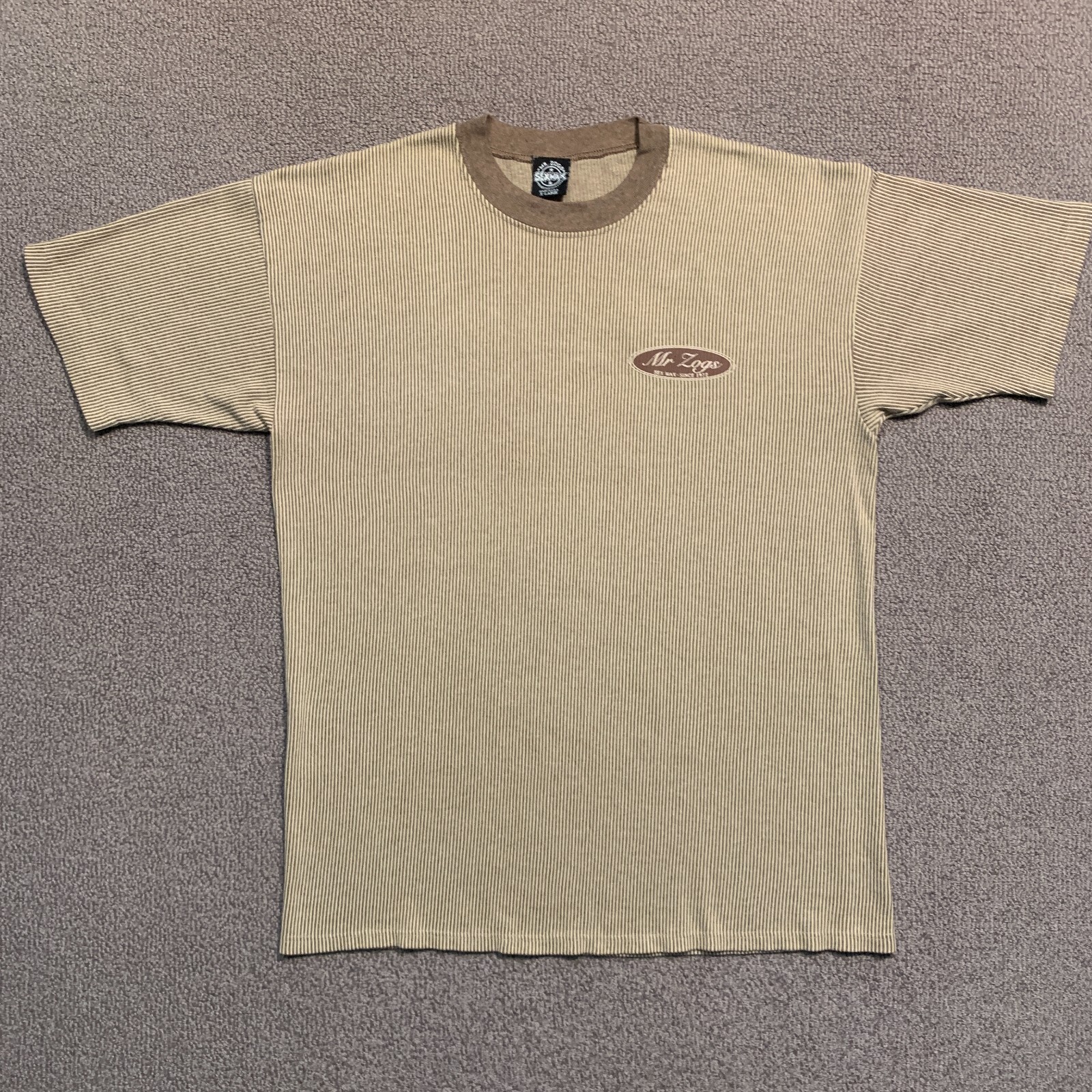 Vintage Mr Zoggs T Shirt Extra Large Brown Stripe Surfer S*x Wax USA Knit Tee gallery