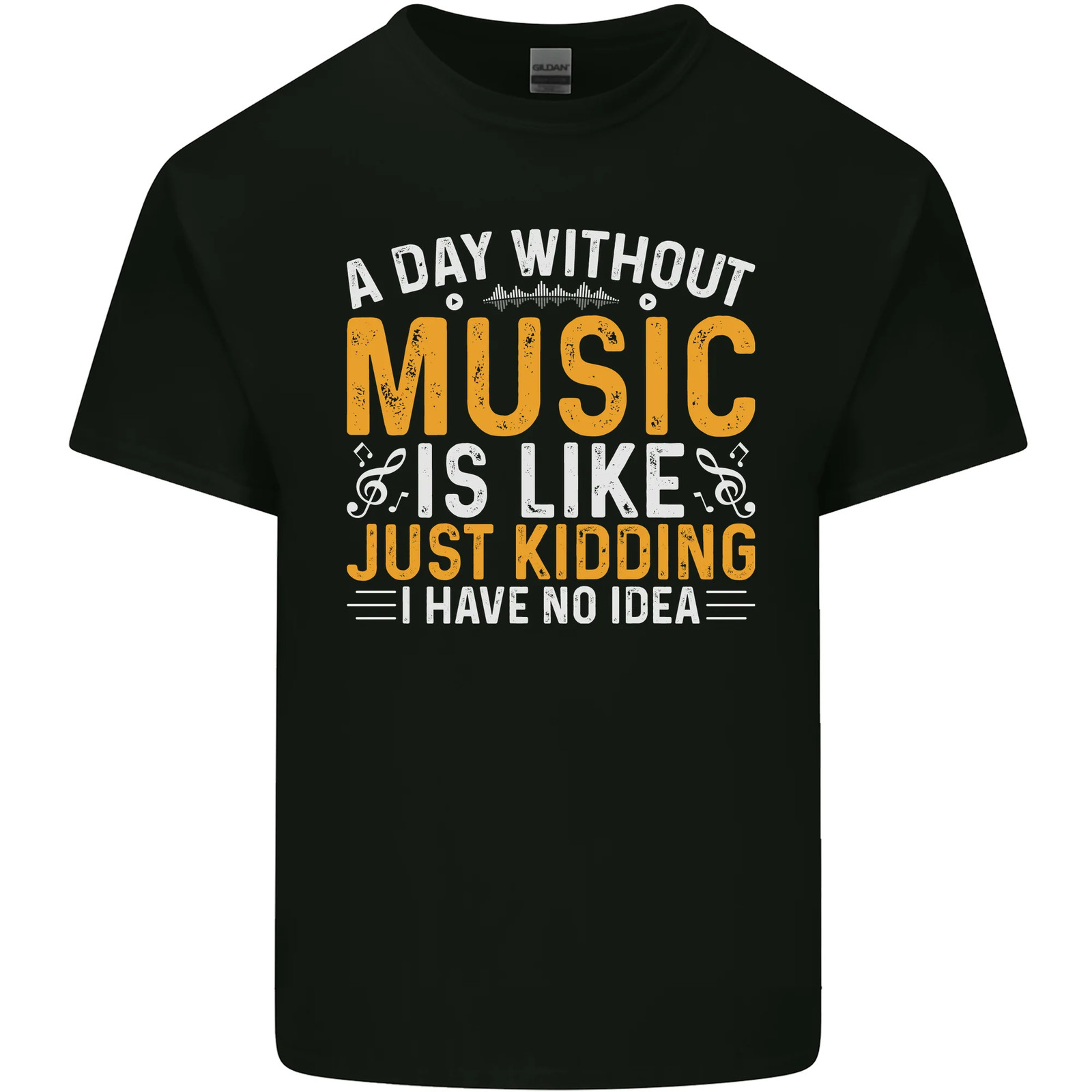 A Day Without Music Tekno Hip Hop Metal Mens Cotton T-Shirt Tee Top