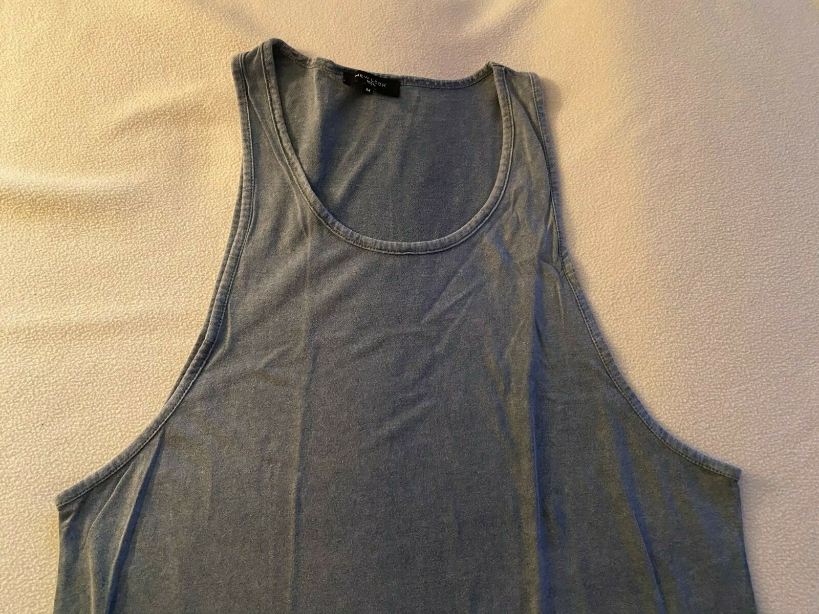 New Look Mens Sleeveless Longer Tank Top Size Med NWOT Cotton heather blue gallery