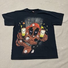 Vintage Marvel Comic Mad Engine Deadpool Pistols T-Shirt Size Medium Black Y2K