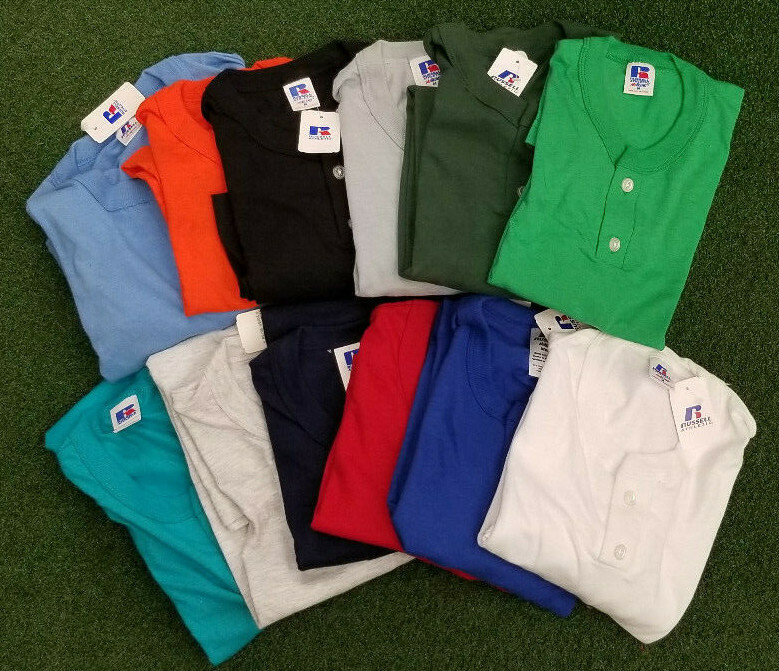 Vintage Russell Athletic Blank 2 Button Henley T-shirt Mens - Irregular gallery