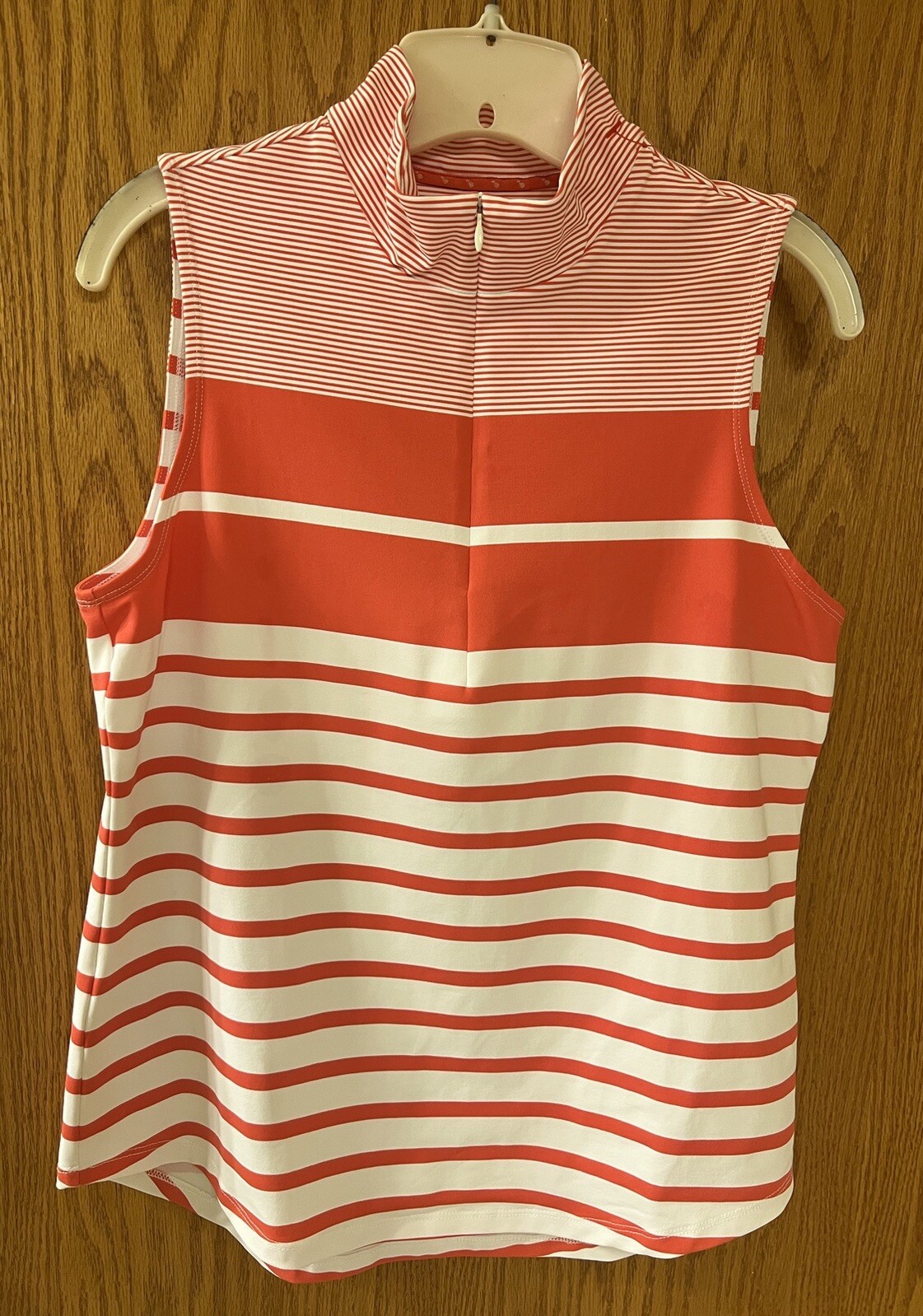 Tommy Bahama GOLF Sleeveless Women’s 1/4 Zip Mock Neck Coral Red/Wht, Size S/P