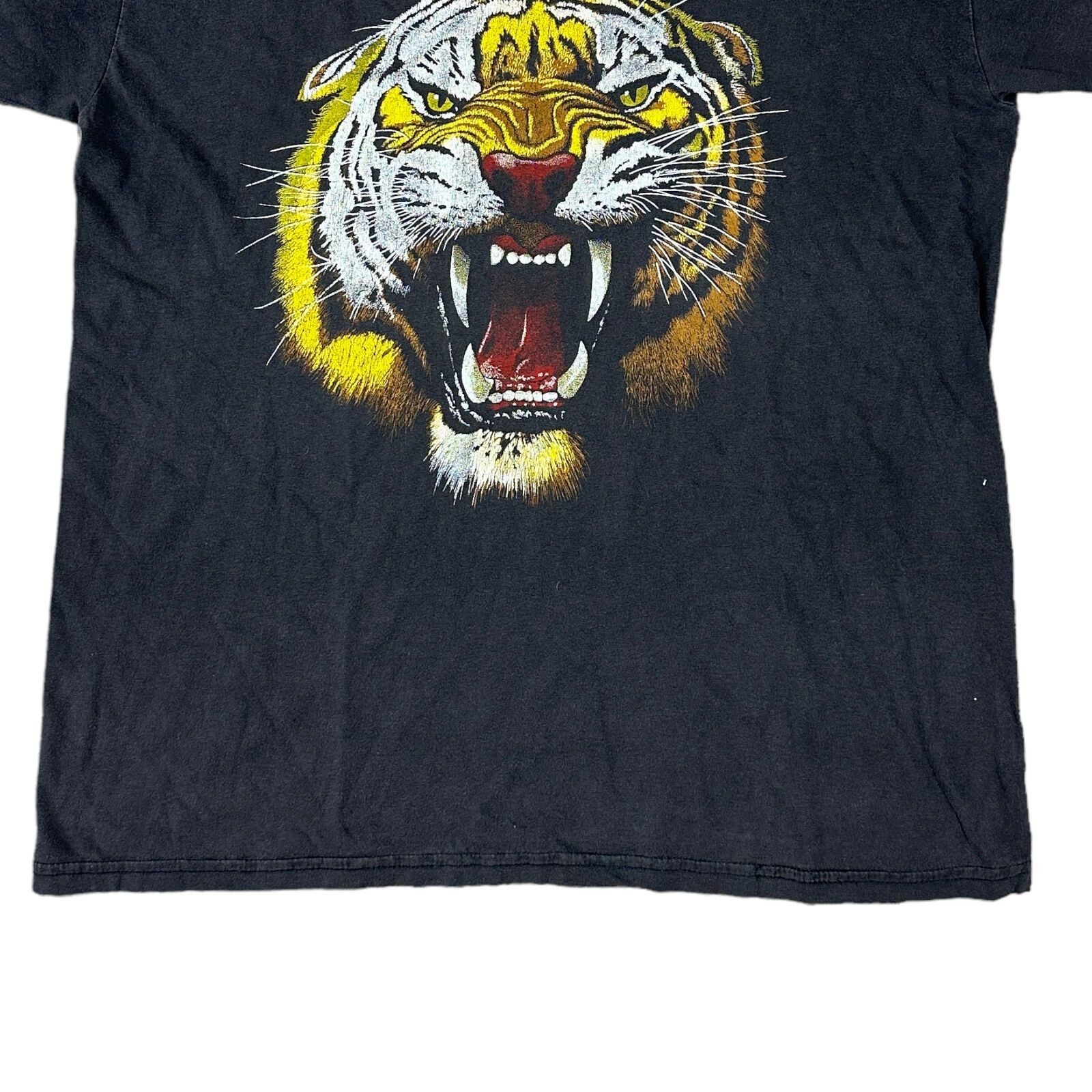 Zip It Tiger T-Shirt Wildlife Graphic Print Short Sleeve Black Mens XL gallery