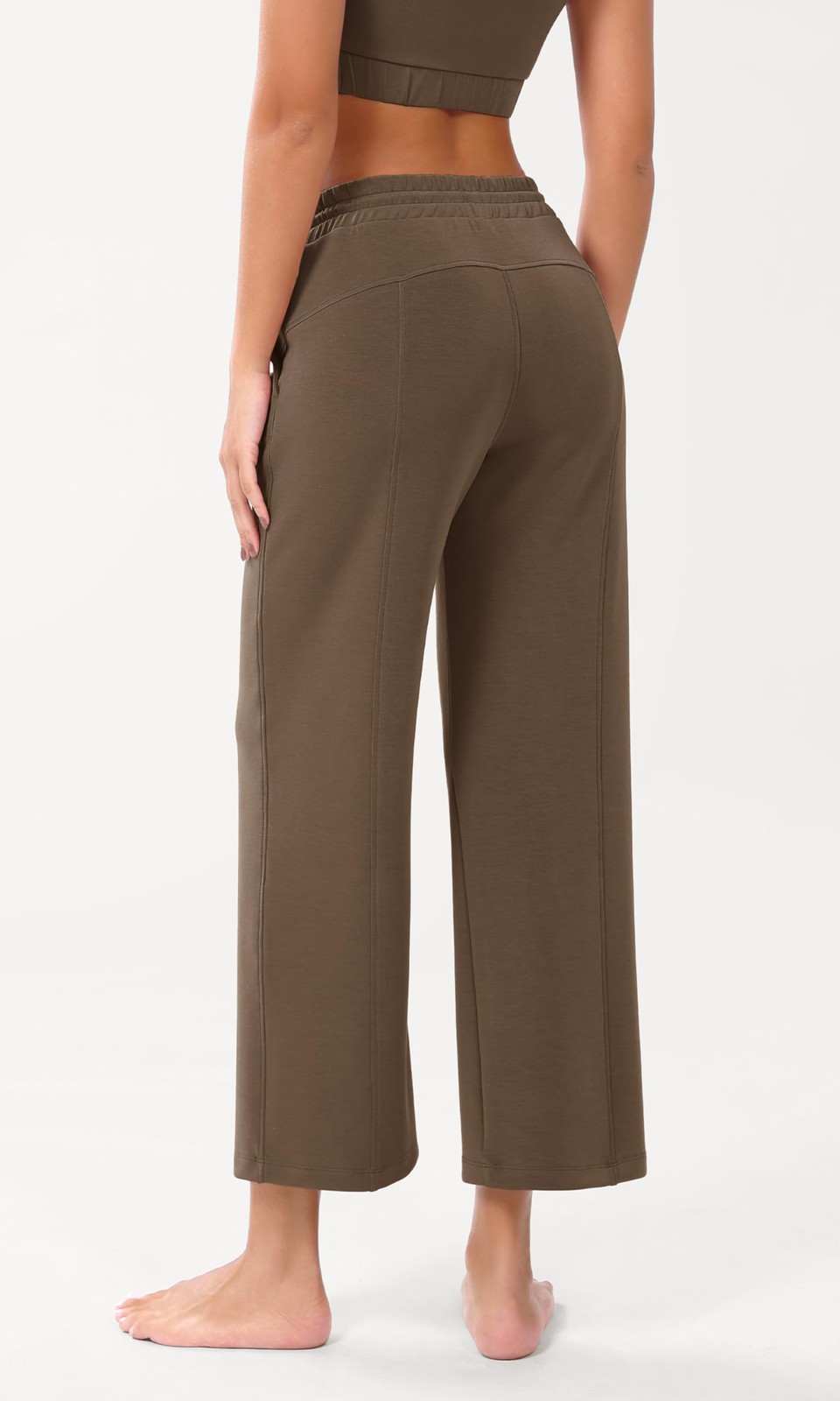 Women's Modal Soft Wide Leg Cropped Pants with Pockets Adjustable Shockcord H... gallery
