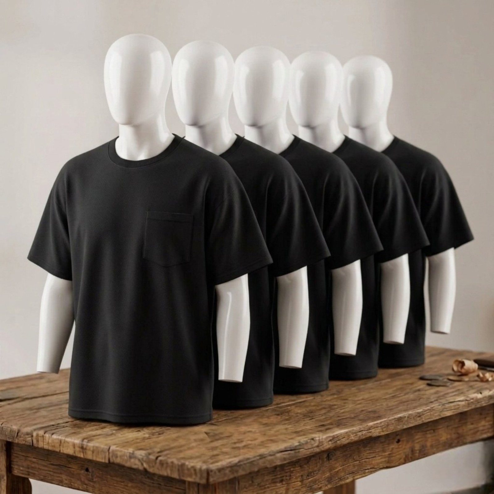 5 PK Delta Magnum Weight Black Pocket T-Shirts Adult Large Preshrunk Cotton gallery