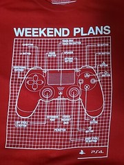 Men’s PlayStation PS4 Controller T Shirt “Weekend Plans” Red 4X