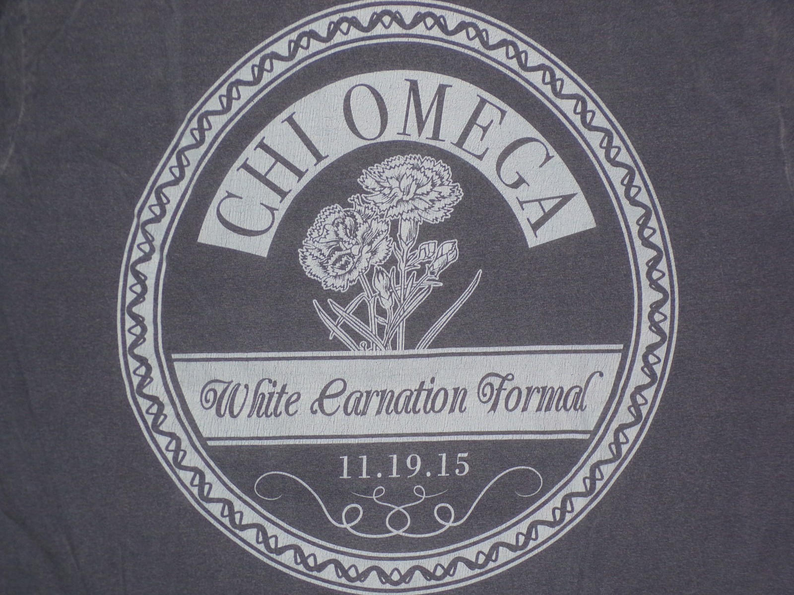 CHI OMEGA Sorority Fraternity White Carnation Formal Small S Long Sleeve Shirt gallery