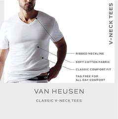 Van Heusen® Men’s Undershirts – 4 Pack Soft Cotton Tag Free V Neck Undershirts