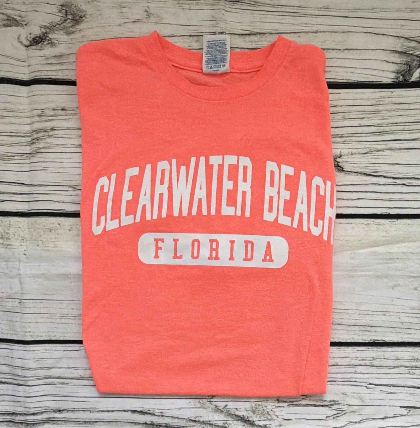 Delta Pro Weight Clearwater Beach Florida Graphic Neon Orange Y2K T-Shirt S gallery