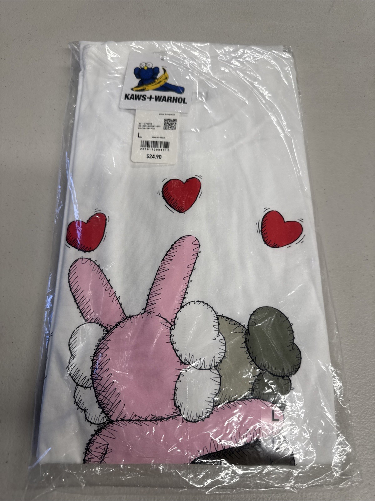 Uniqlo Kaws x Andy Warhol Graphic Print Tee Shirt Rabbit & Hearts Men’s Large gallery