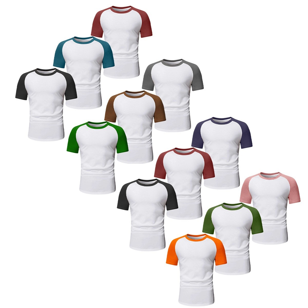 Mens Short Sleeve T Shirt Raglan FOLT Contrast Baseball 100% Cotton New Tee Tops gallery