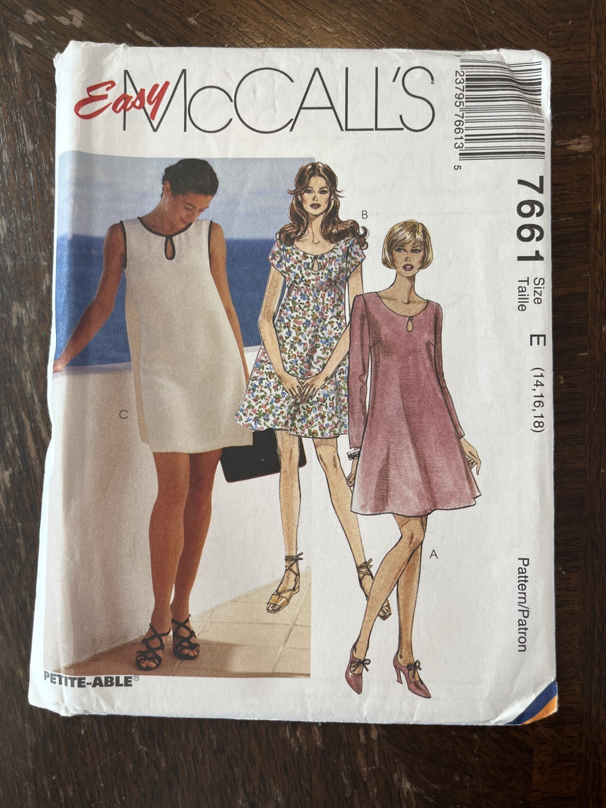 McCall’s 7661 UNCUT Sewing Pattern, Misses’ Dress, Size E (4-16-18)