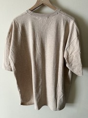 AURALEE x KITH Luster Plaiting Tee, Almond Heather Beige, Size 5, Pocket