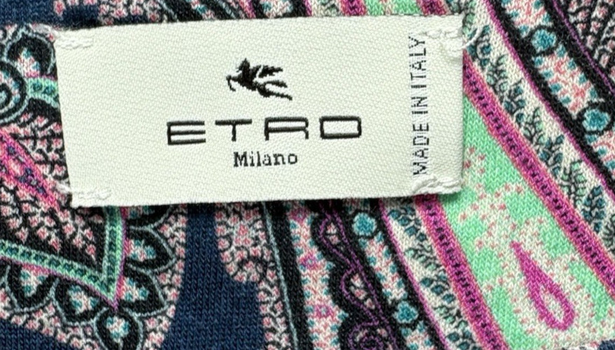 ETRO Milano Paisley Print T Shirt Top Mens L Multicolor Italy Cotton Short gallery