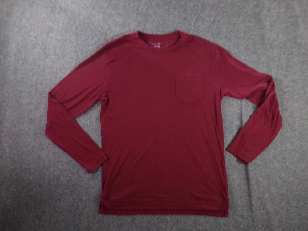 No Boundaries Shirt Men Small Red Casual Everyday Basic Pocket Tee Long Sleeve