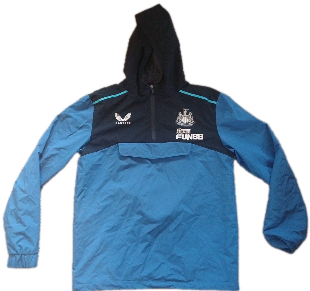 Newcastle United Castore Training Anorak Jacket Blue Black Hooded 1/4 Zip Mens M gallery