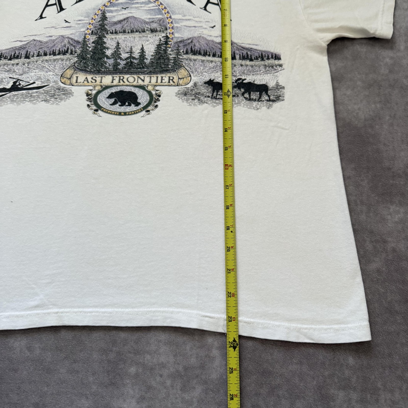 Vintage Alaska Last Frontier Shirt Mens S White Wildlife Moose Bear Graphic Tee gallery