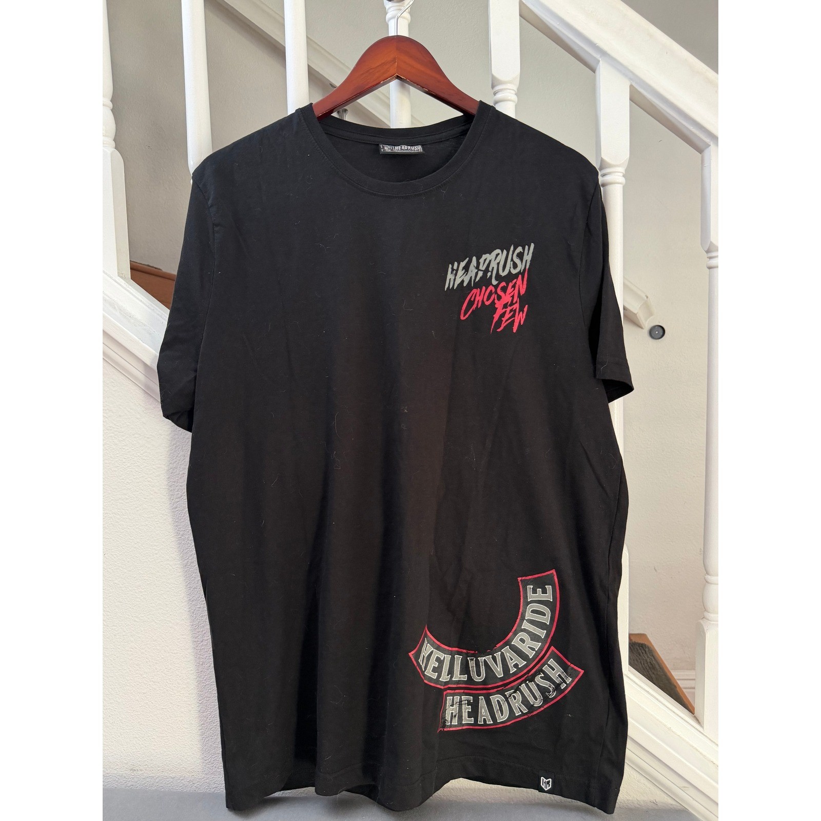 Headrush Chosen Few Helluva Ride Graphic T-Shirt Mens Medium Black Skull Tee