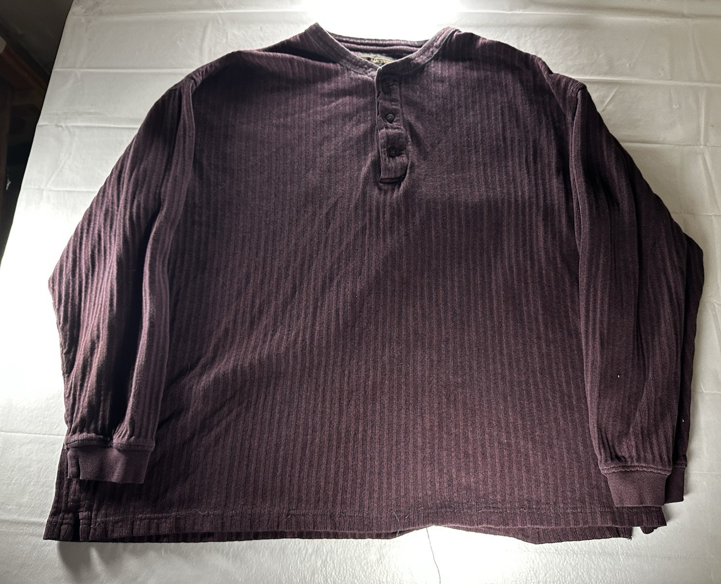 VTG Hill & Archer Henley Mens XXL Burgundy 100% Cotton Ribbed Pullover Sweater