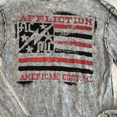 Reversible Affliction American Customs Gray Long Sleeve Tee Men’s XL