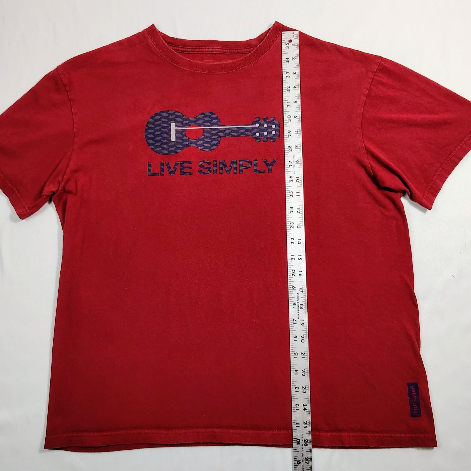 Patagonia T-Shirt Mens Size Large Red Live Simply Guitar Cotton gallery