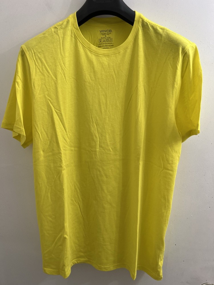 NWT Vince Men’s Bright Yellow 100% Pima Cotton Crew-Neck Short Sleeve T-Shirt