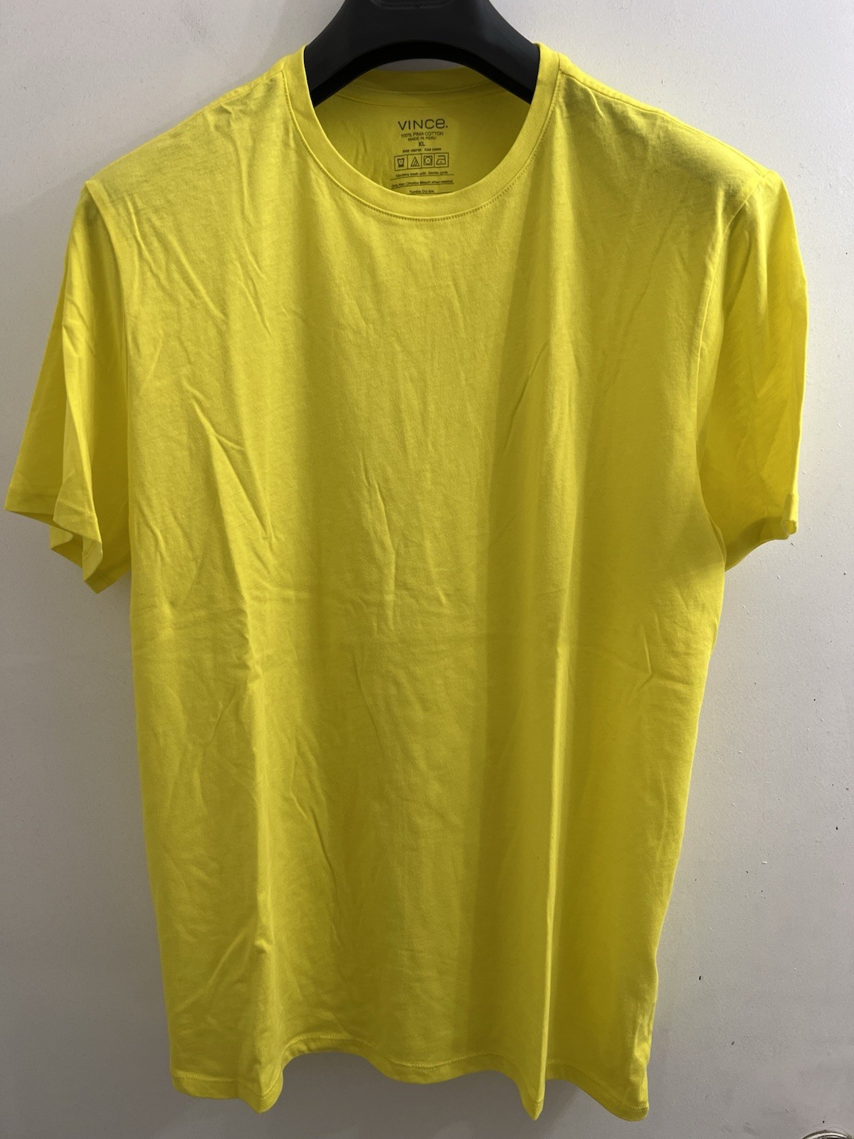 NWT Vince Men’s Bright Yellow 100% Pima Cotton Crew-Neck Short Sleeve T-Shirt