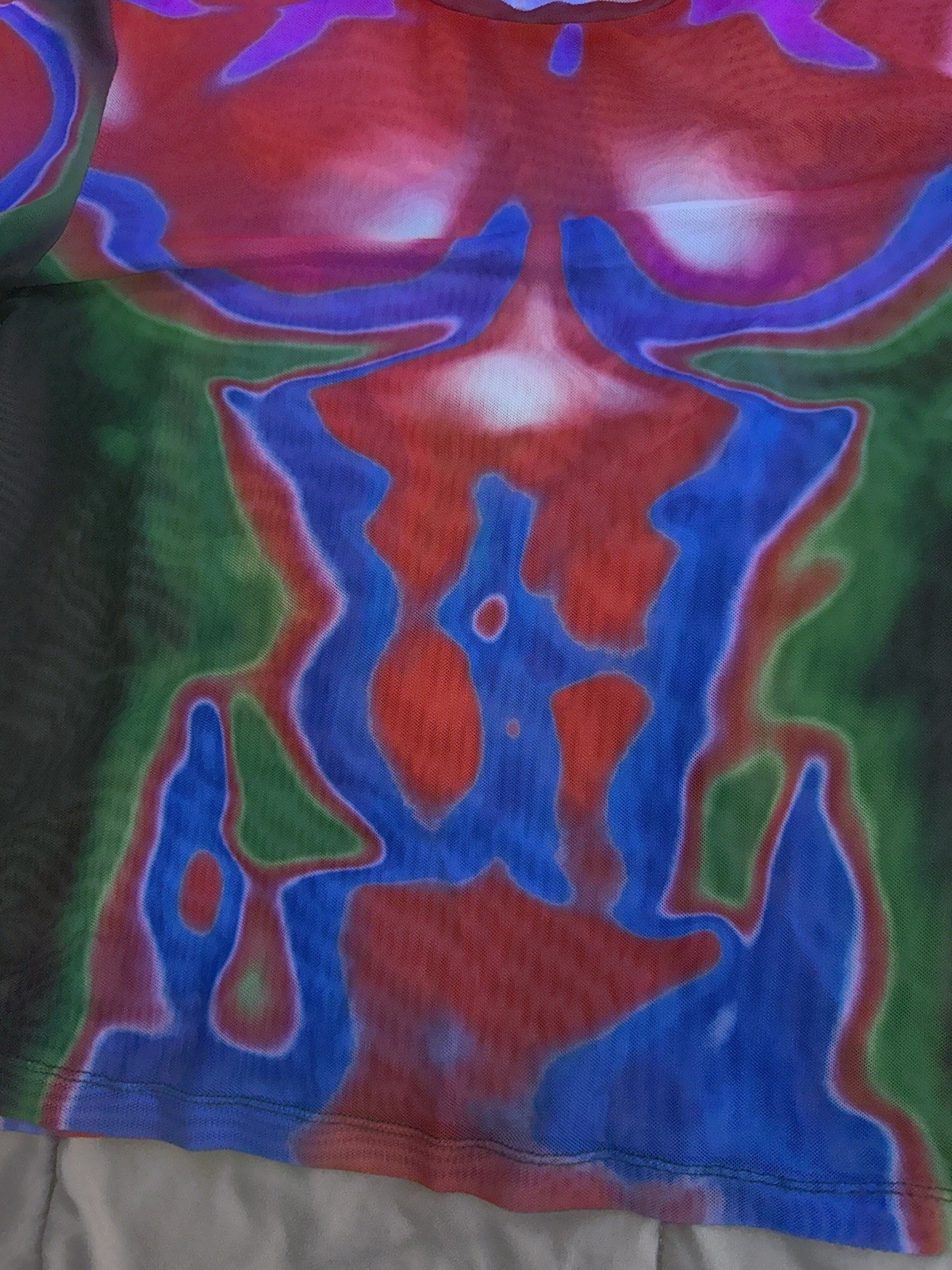 Fever City Red, Blue Black Vibrant Body Heat Map Print Long Sleeve Mesh Tee M gallery