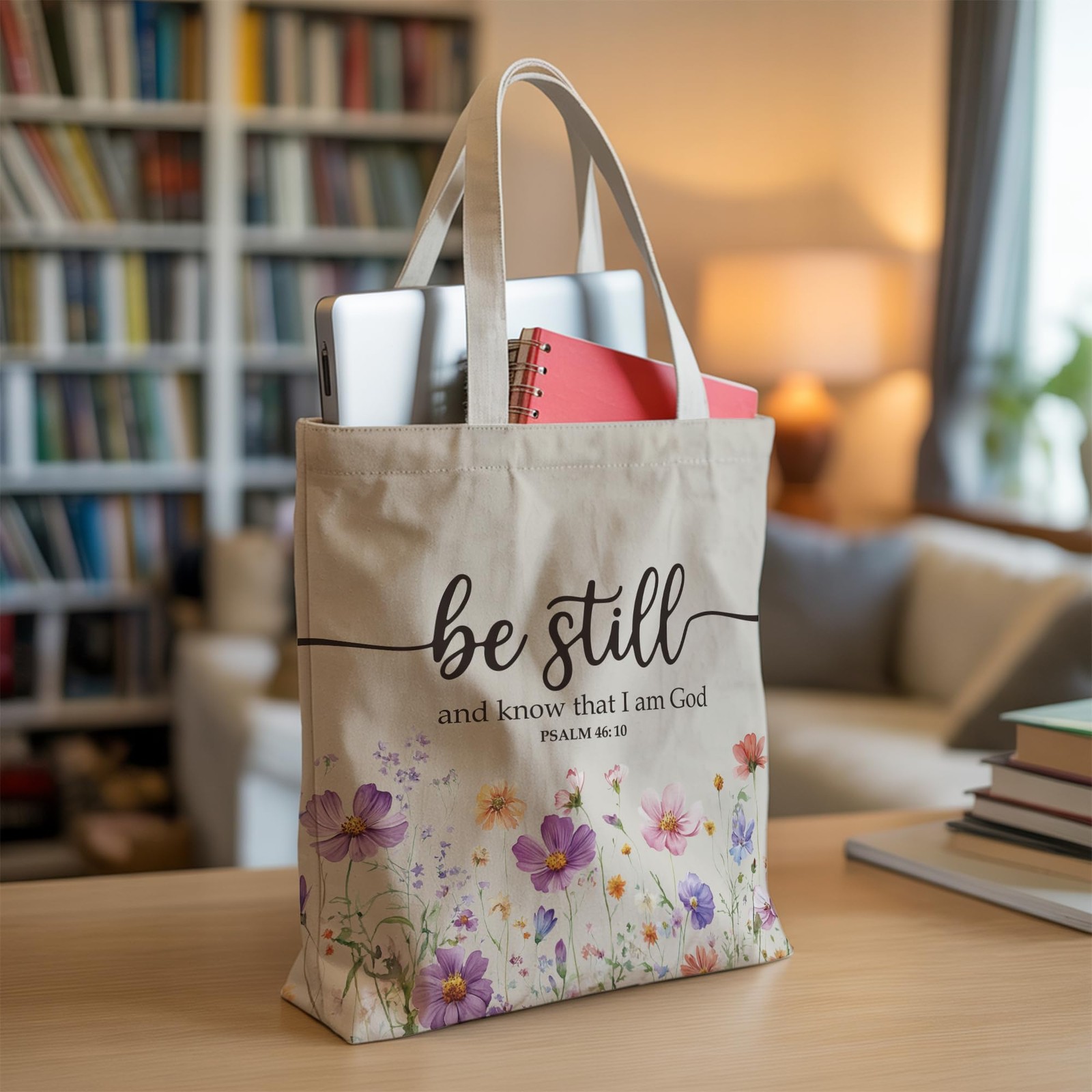 Christian Be Still and Know Tote Bag for Women, Bible Verse Gifts Canvas Bags gallery