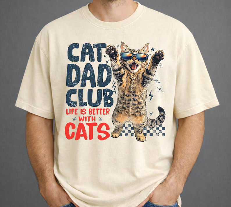 Cat Dad Club Gildan Tee Shirt Gift for Pet Owner Cat Lover