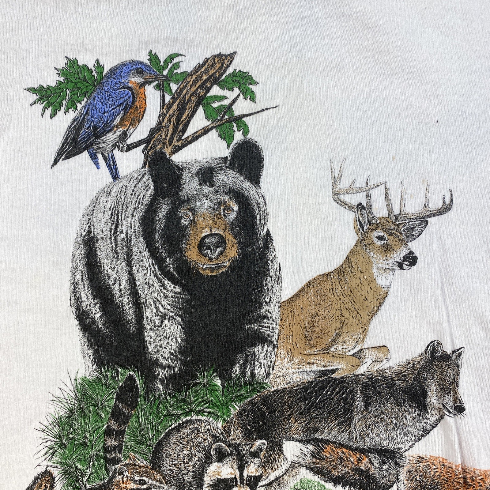 Vintage Stedman Shirt Mens Small 34-36 White Bear Moose Deer Nature Made in USA gallery