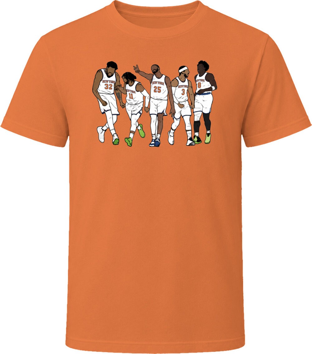 NEW YORK TRENDING Jalen Brunson KAT Og Mikal Bridges N.Y Hart T Shirt gallery