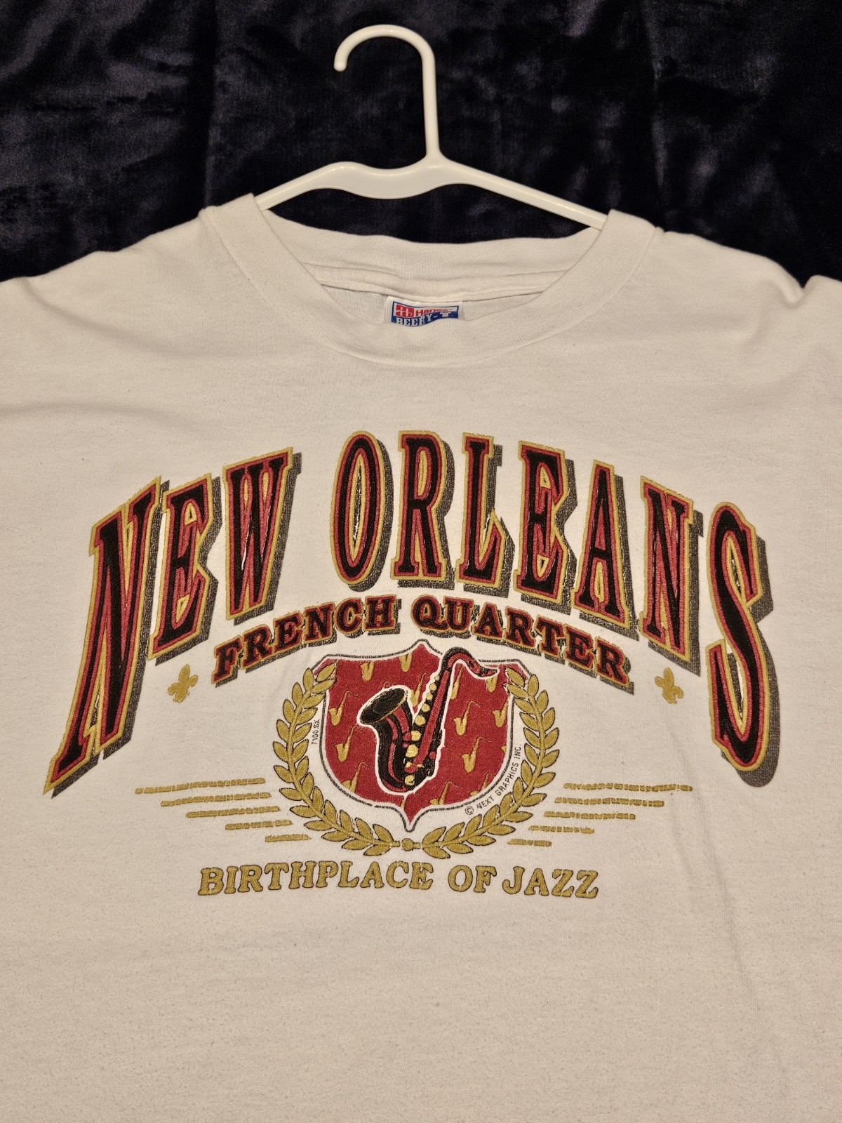 Vtg 90s New Orleans French Quarter T Shirt XL Hanes Beefy Birthplace of Jazz USA