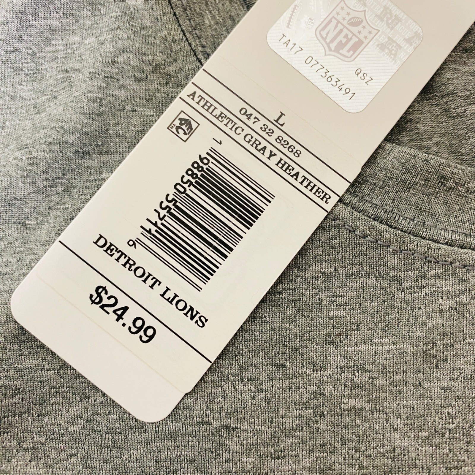 NFL Detroit Lions Football T-Shirt Athletic Gray Heather New Mens Large gallery