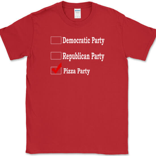 Republican Party Democrat Party Pizza Party T-Shirt Funny Political Food Tee gallery