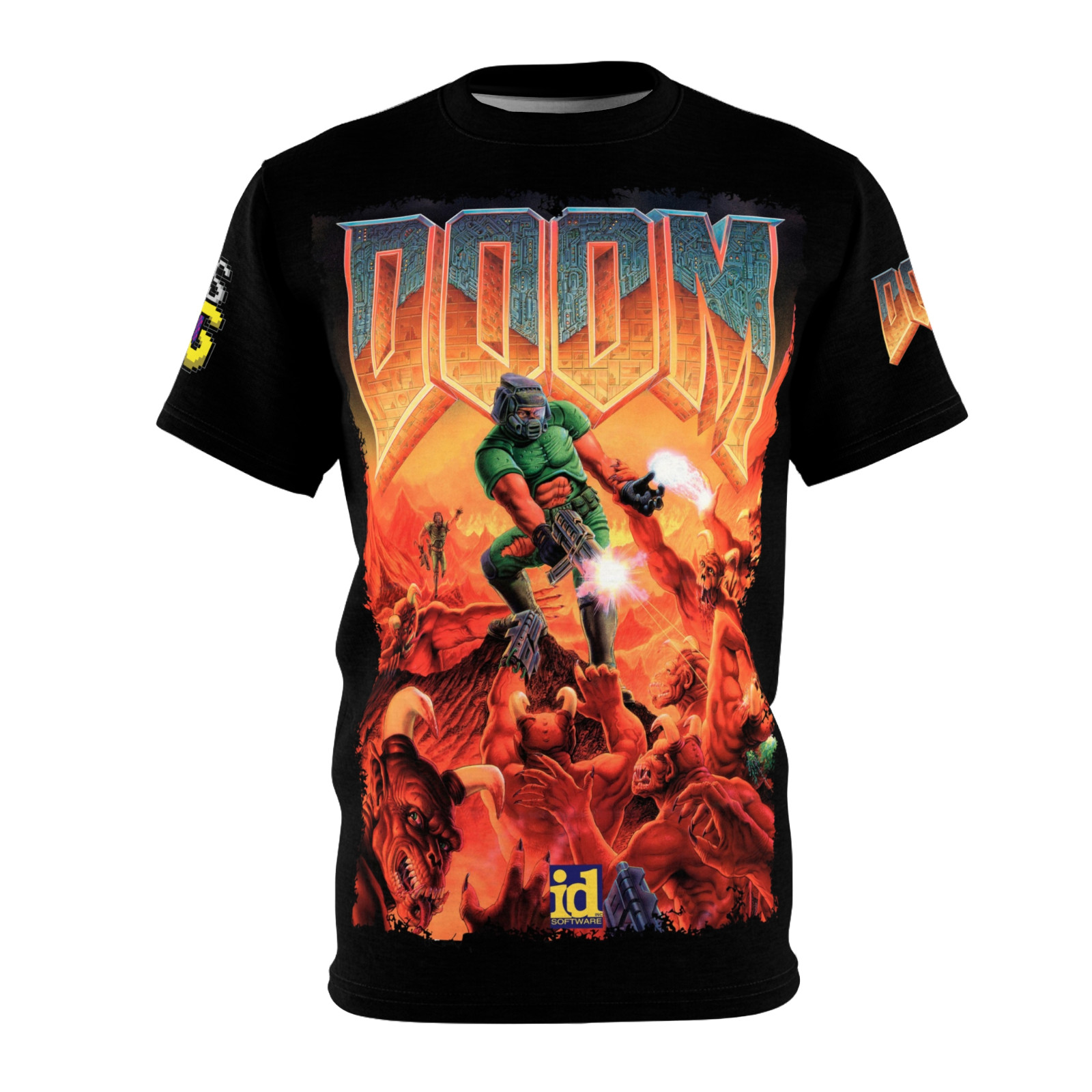 Doom 1993 (MS-DOS) - id Software Retro Vintage Cover Box Video Game T-shirt gallery