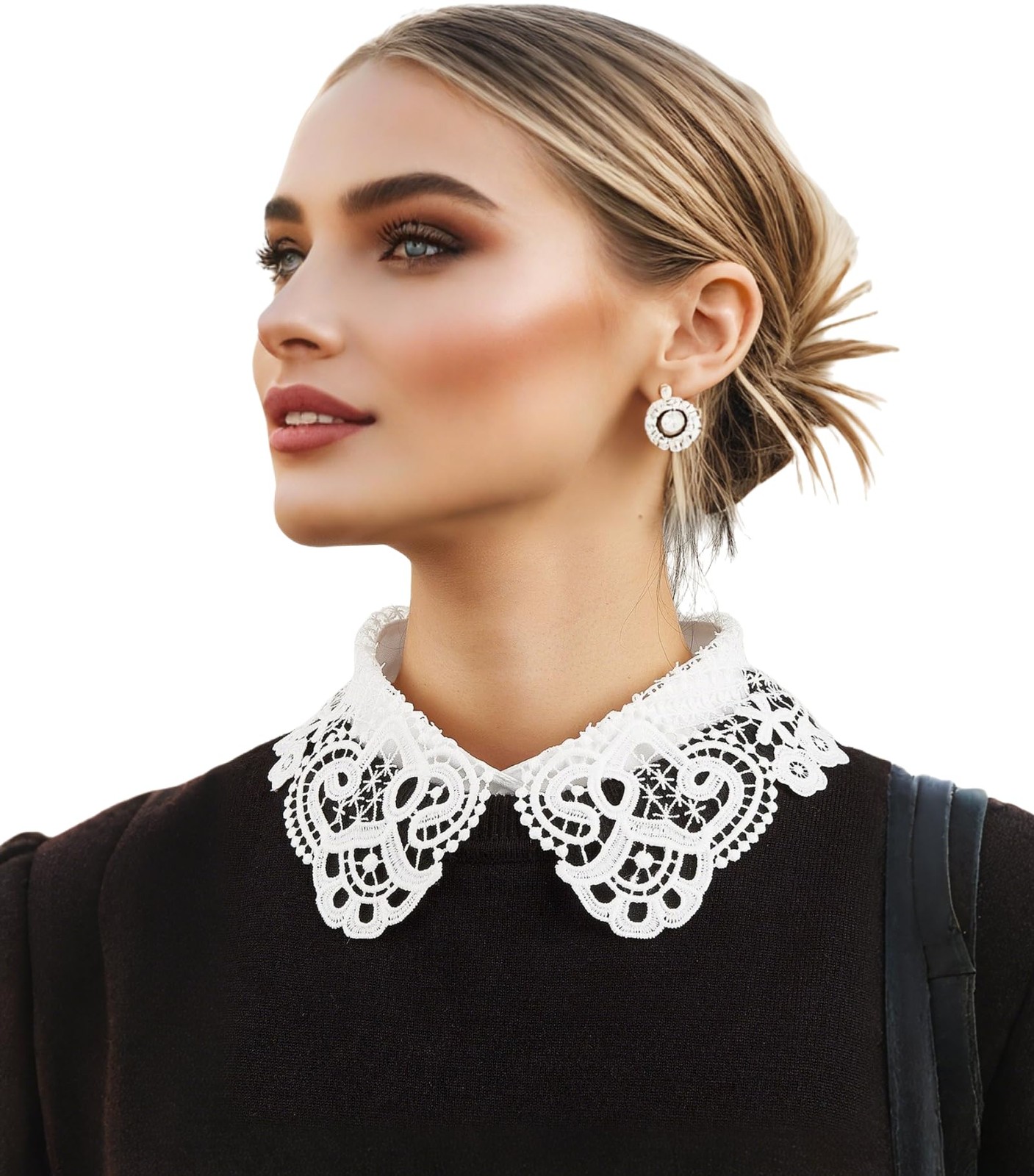 BEoneBEwin Fake Collar Detachable Dickey Collar, White Lace Collars Half Shir... gallery