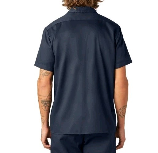 Dickies FLEX Relaxed Fit Button Short Sleeve Work Shirt Men's Small Dark Navy gallery