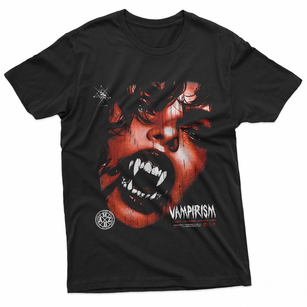 Dark Gothic Black And Red Vampire Emo Y2K Grunge Streetwear T-Shirt