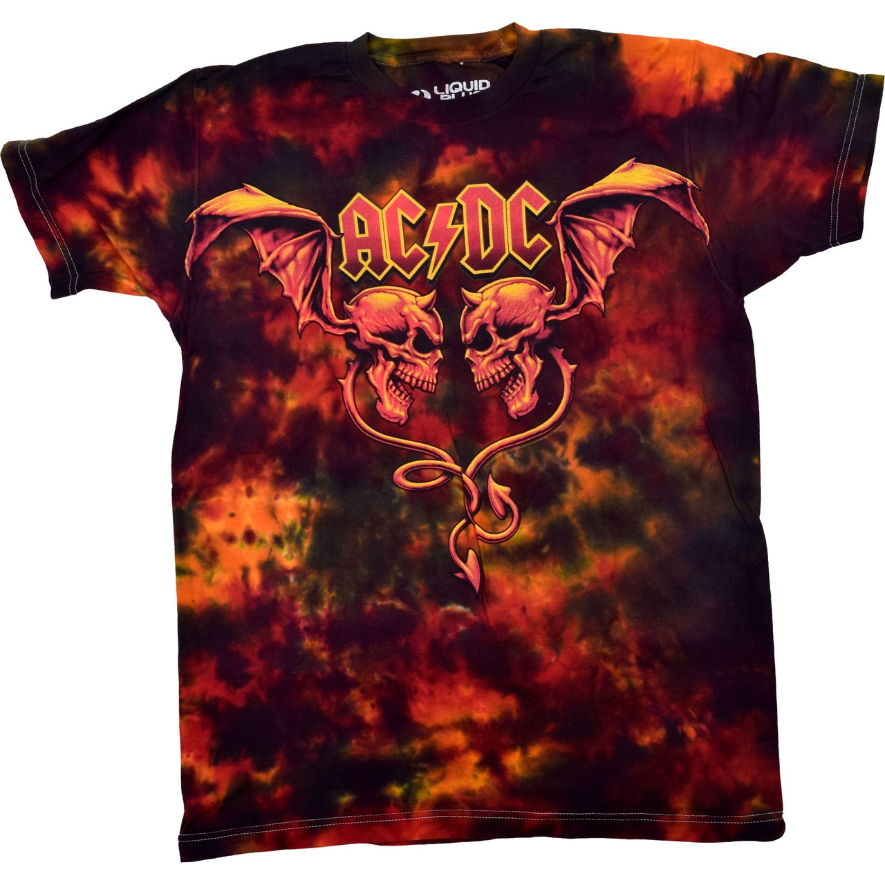 [Limited Edition] Vintage AC/DC Evil Wings Clearance Tie-Dye T-Shirt Liquid Blue gallery