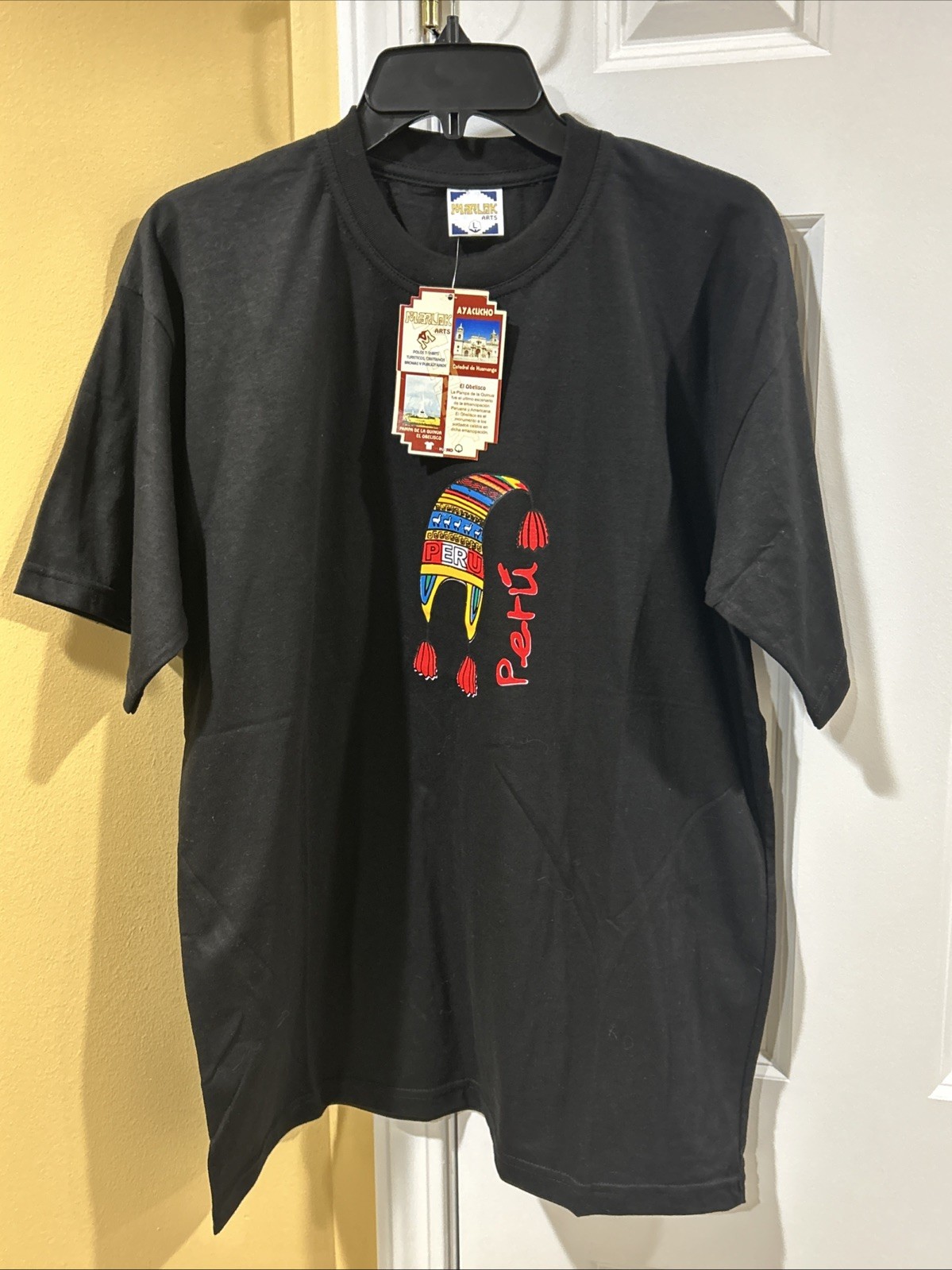 NEW Peru Marlok Arts Men’s T-Shirt Large Black Country Of Peru Souvenir NWT gallery