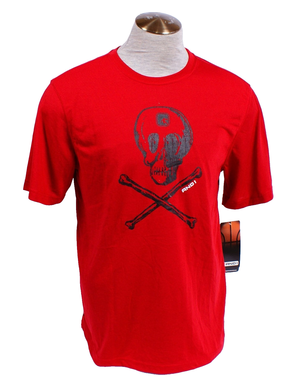 AND1 Men's M Red Skull & Bones Short Sleeve T-Shirt Play at Your Own Risk gallery