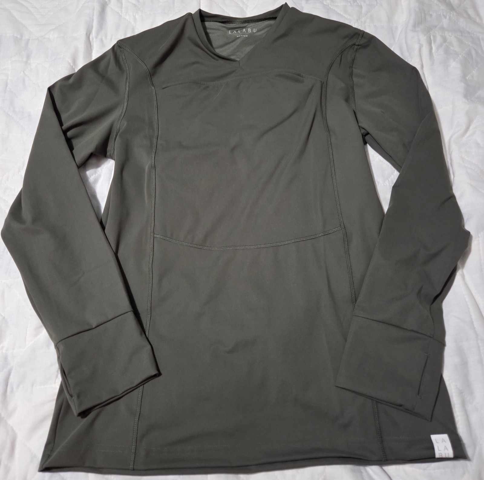Mens Lalabu Long Sleeve Dad Shirt Baby Carrier Shirt Size Medium Green gallery
